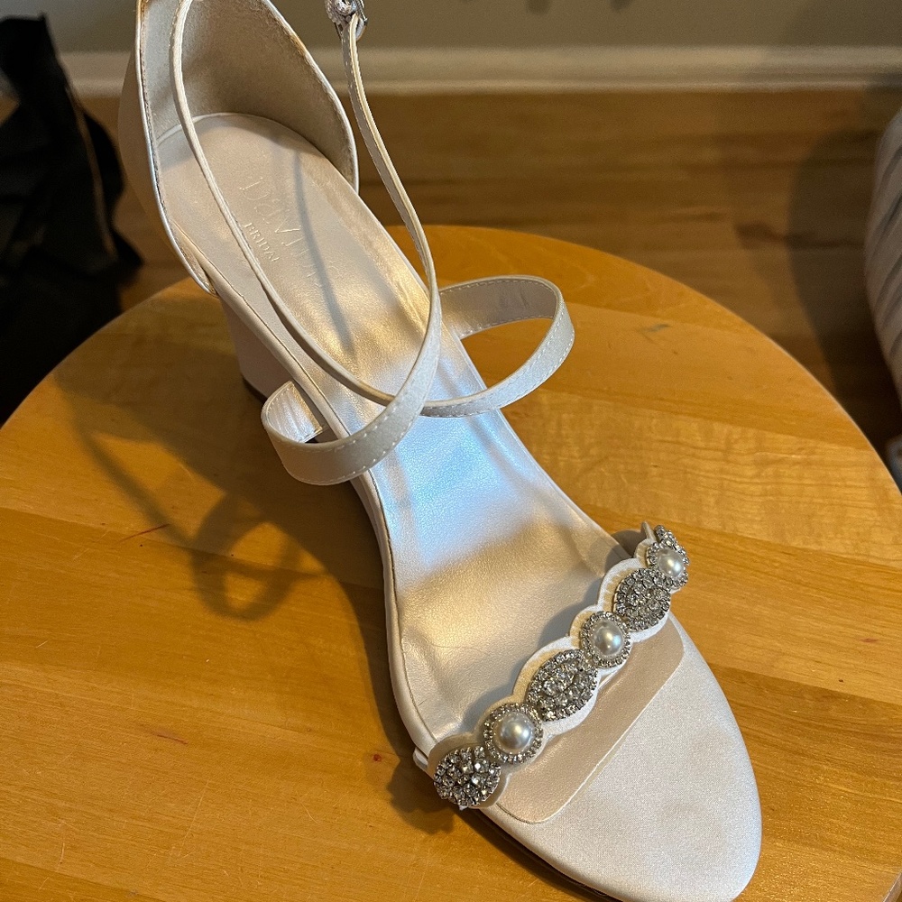 Ivory Satin Embellished Shoes